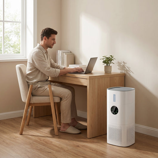 Purificateur d'air 2 en 1 humidificateur Imbrys dans un bureau