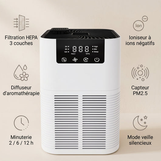 Caracteristiques du purificateur d'air HEPA ioniseur Revalis