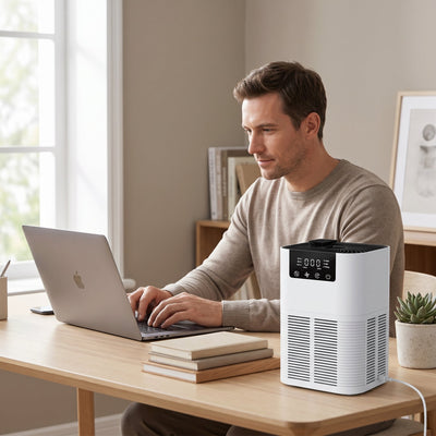 Purificateur d'air HEPA Revalis sur un bureau