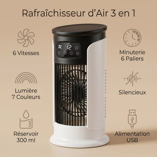 Rafraîchisseur d'Air 3 en 1 Humidificateur 6 Vitesses LED | Ulvera