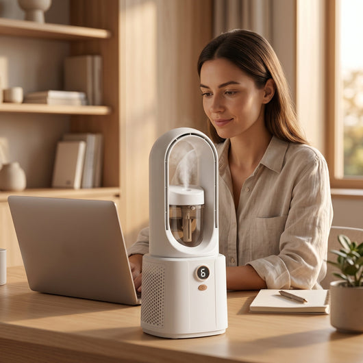 Rafraichisseur air sans pale Olvane dans un bureau