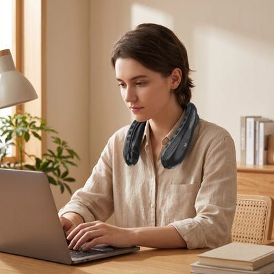 Personne portant le refroidisseur de cou Aniris noir au bureau