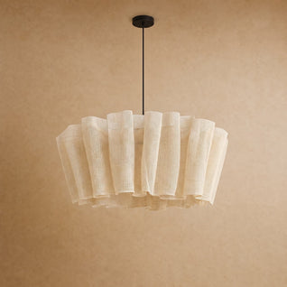 Suspension Abat-Jour Plissé Fibre Naturelle | Rinalya
