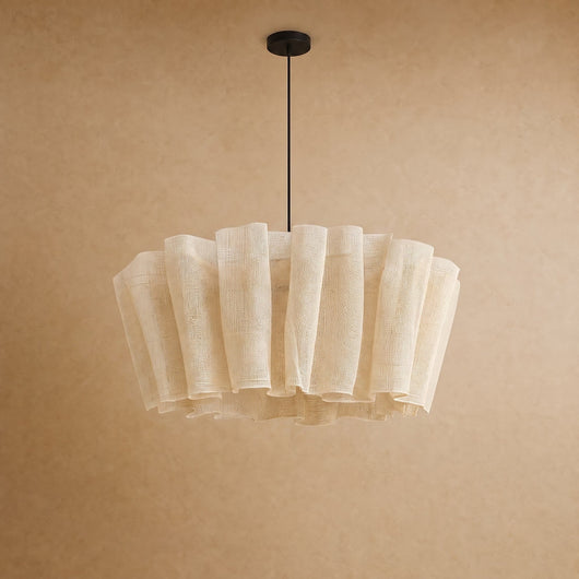 Suspension Abat-Jour Plissé Fibre Naturelle E27 Rinalya - Azeniah