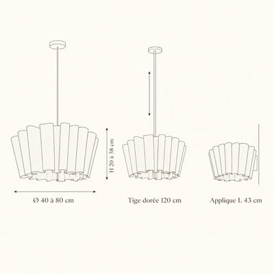 Suspension Abat-Jour Plissé Fibre Naturelle E27 Rinalya - Azeniah