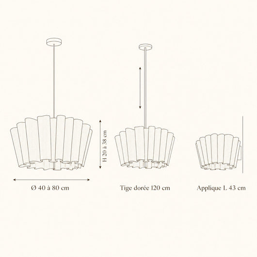 Suspension Abat-Jour Plissé Fibre Naturelle E27 Rinalya - Azeniah