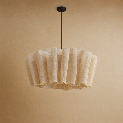 Suspension Abat-Jour Plissé Fibre Naturelle E27 Rinalya - Azeniah