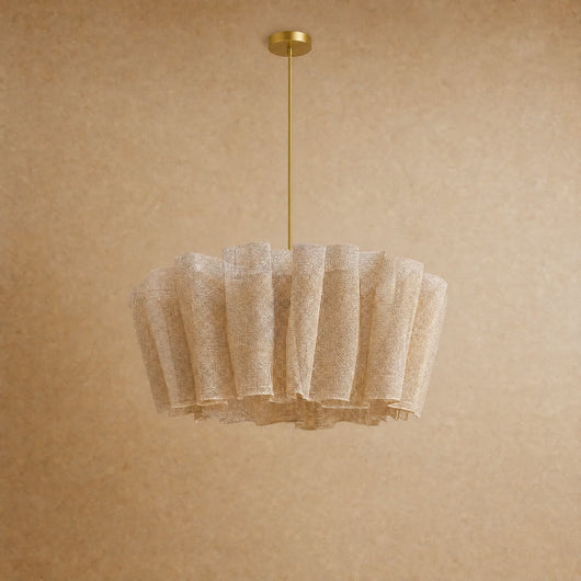Suspension Abat-Jour Plissé Fibre Naturelle E27 Rinalya - Azeniah