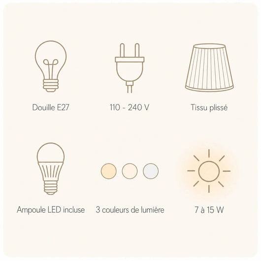 Suspension Beige Voile Plissé Crème, Ø 50 à 80 cm Naldéra - Azeniah