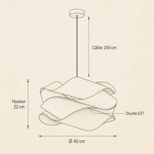 Suspension Bois Design Nuage Ø 45 cm E27 Kumora - Azeniah