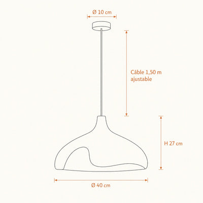 Suspension Cuisine Galet Sablé Effet Pierre, Ø 40 cm Kanoura - Azeniah