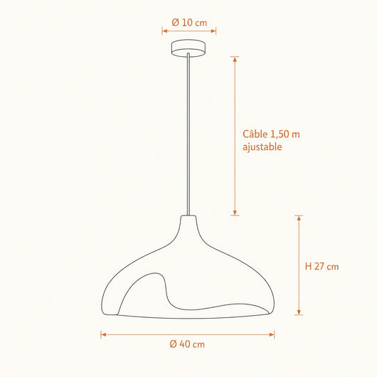 Suspension Cuisine Galet Sablé Effet Pierre, Ø 40 cm Kanoura - Azeniah