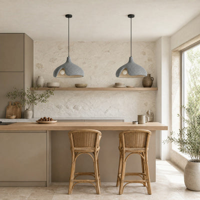 Suspension Cuisine Galet Sablé Effet Pierre, Ø 40 cm Kanoura - Azeniah