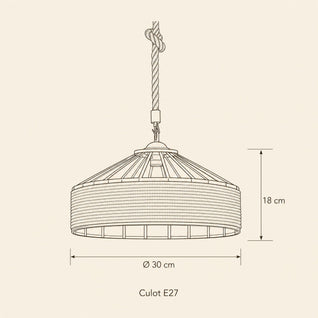 Suspension En Corde de Chanvre Tambour Ø 30 cm | Chanvira