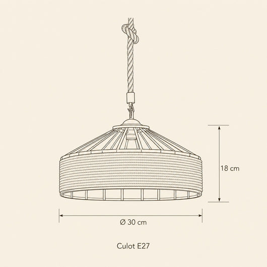 Suspension En Corde de Chanvre Ø 30 cm E27 Chanvira - Azeniah