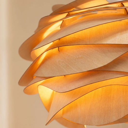 Suspension Fleur Bois Sculpté Ø 30 cm E27 Rozélia - Azeniah