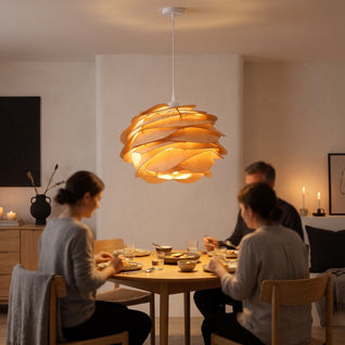 Suspension Fleur Bois Sculpté Ø 30 cm Salle à Manger | Rozélia