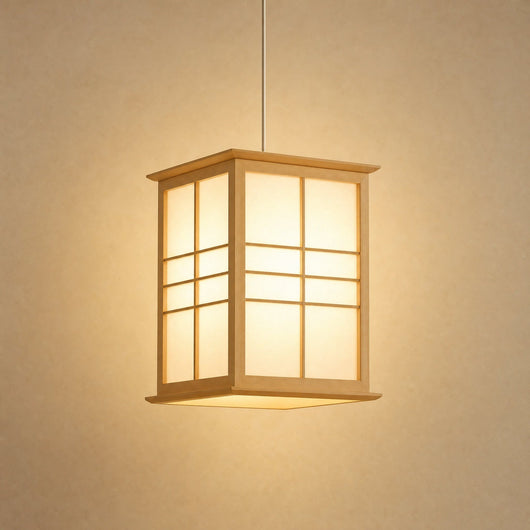 Suspension Lanterne Bois Panneaux Shoji E27 Washina - Azeniah