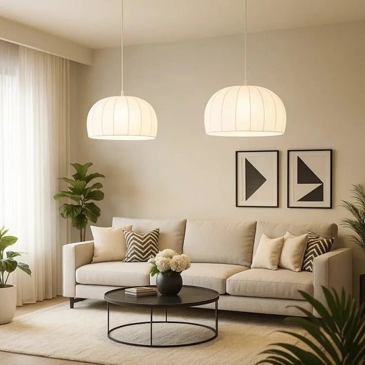 Suspension Luminaire Blanche - Soie Tressée | Almeora - vue 3 | Azeniah