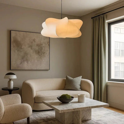 Suspension Luminaire Textile - Voile Soyeux | Lunera - vue 2 | Azeniah