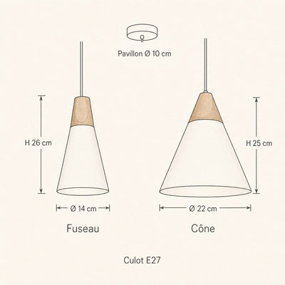 Suspension Nordique Bois et Fer 7 Coloris E27 Askelva - Azeniah
