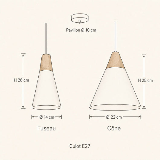 Suspension Nordique Bois et Fer 7 Coloris E27 Askelva - Azeniah