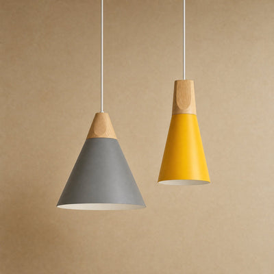 Suspension Nordique Bois et Fer 7 Coloris E27 Askelva - Azeniah