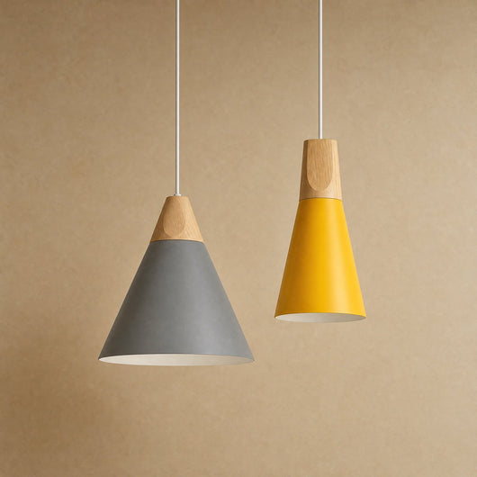 Suspension Nordique Bois et Fer 7 Coloris E27 Askelva - Azeniah