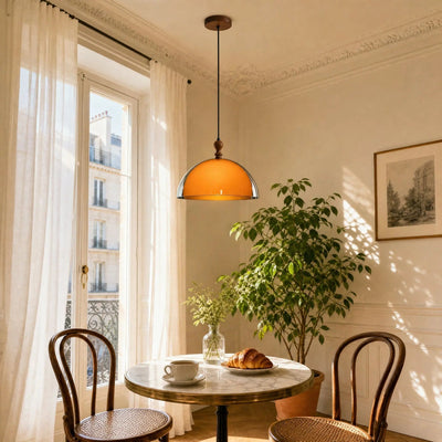 Suspension Noyer Rétro Dôme Ø 35 cm, Câble 150 cm Talvéra - Azeniah