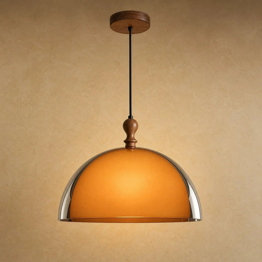 Suspension Noyer Rétro Dôme Ø 35 cm, Câble 150 cm Talvéra - Azeniah