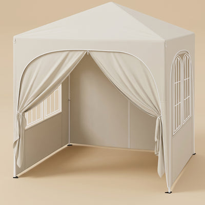 Tonnelle pliante 2x2 m pop-up Velmara beige à parois latérales