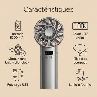 Ventilateur à Main Refroidissant Semi-Conducteur 5200mAh | Selvora
