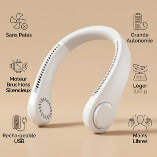 Ventilateur de Cou Sans Pale Rechargeable USB Silencieux | Felvyn