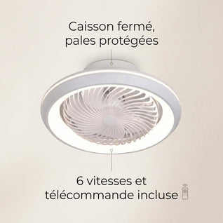 Ventilateur de Plafond avec Lumière LED Fermé 48 cm Télécommande | Aelvys