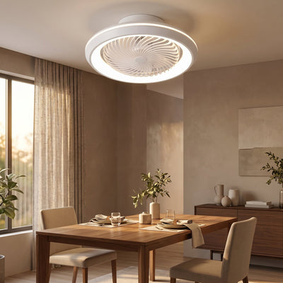 Ventilateur de plafond avec lumière Aelvys dans une salle à manger
