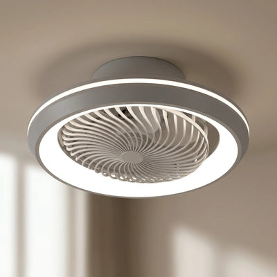 Ventilateur de plafond avec lumière LED fermé Aelvys packshot fond beige