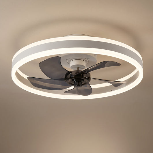 Ventilateur de plafond avec lumière LED intelligent Norvyn packshot fond beige