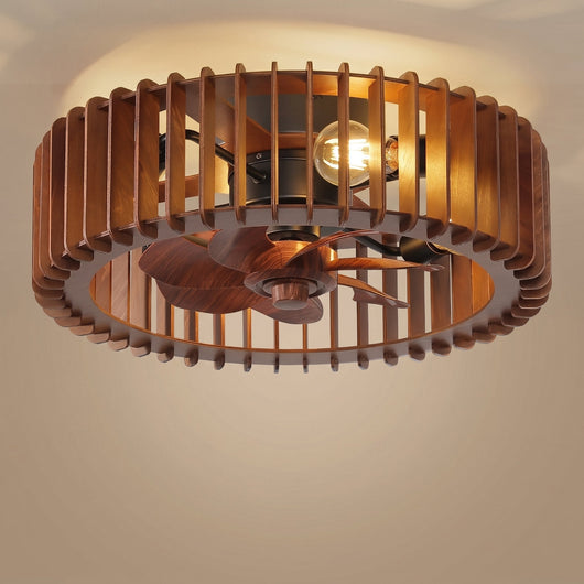 Ventilateur de plafond bois scandinave Alzena packshot fond beige