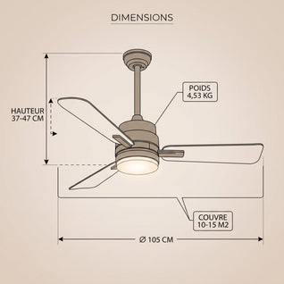 Ventilateur de Plafond Extérieur avec Lumière LED Télécommande | Aurelys