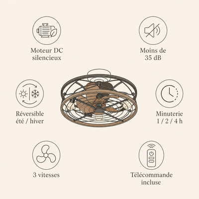 Caracteristiques du ventilateur de plafond industriel Ferolys