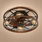 Ventilateur de Plafond Industriel Cage Métal Bois avec Éclairage | Ferolys