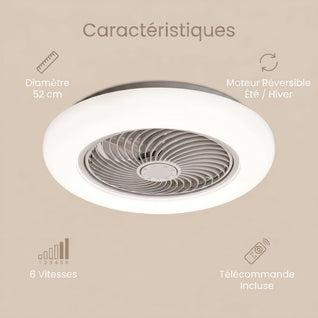 Ventilateur de Plafond Lames Invisibles 52 cm Silencieux | Tervio