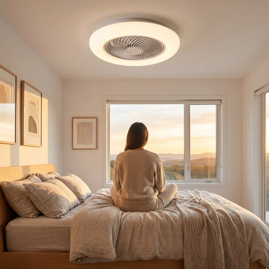 Ventilateur de plafond lames invisibles 52 cm Tervio dans une chambre