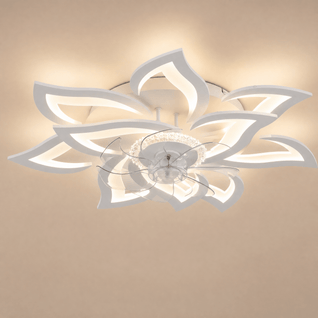 Ventilateur de Plafond LED Fleur Télécommande Ø 77 cm Blanc | Novyra
