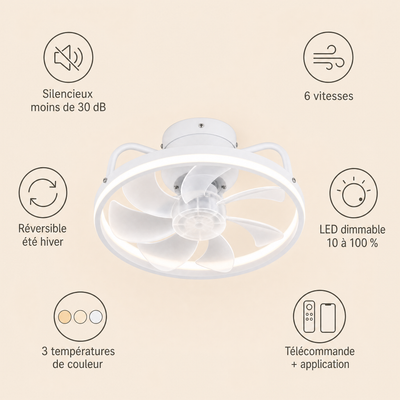 Caractéristiques du ventilateur de plafond silencieux Serenys