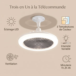 Ventilateur Plafonnier E27 3 en 1 avec Télécommande | Ovelys