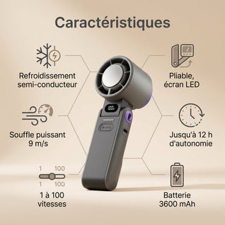 Ventilateur Portable Refroidissant 3 en 1 Pliable Rechargeable | Lirvane