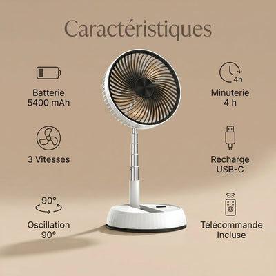 Ventilateur sur pied pliable Zelvio caracteristiques