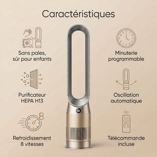 Ventilateur Tour Sans Pale Refroidissement Purificateur HEPA 107 cm | Eryden